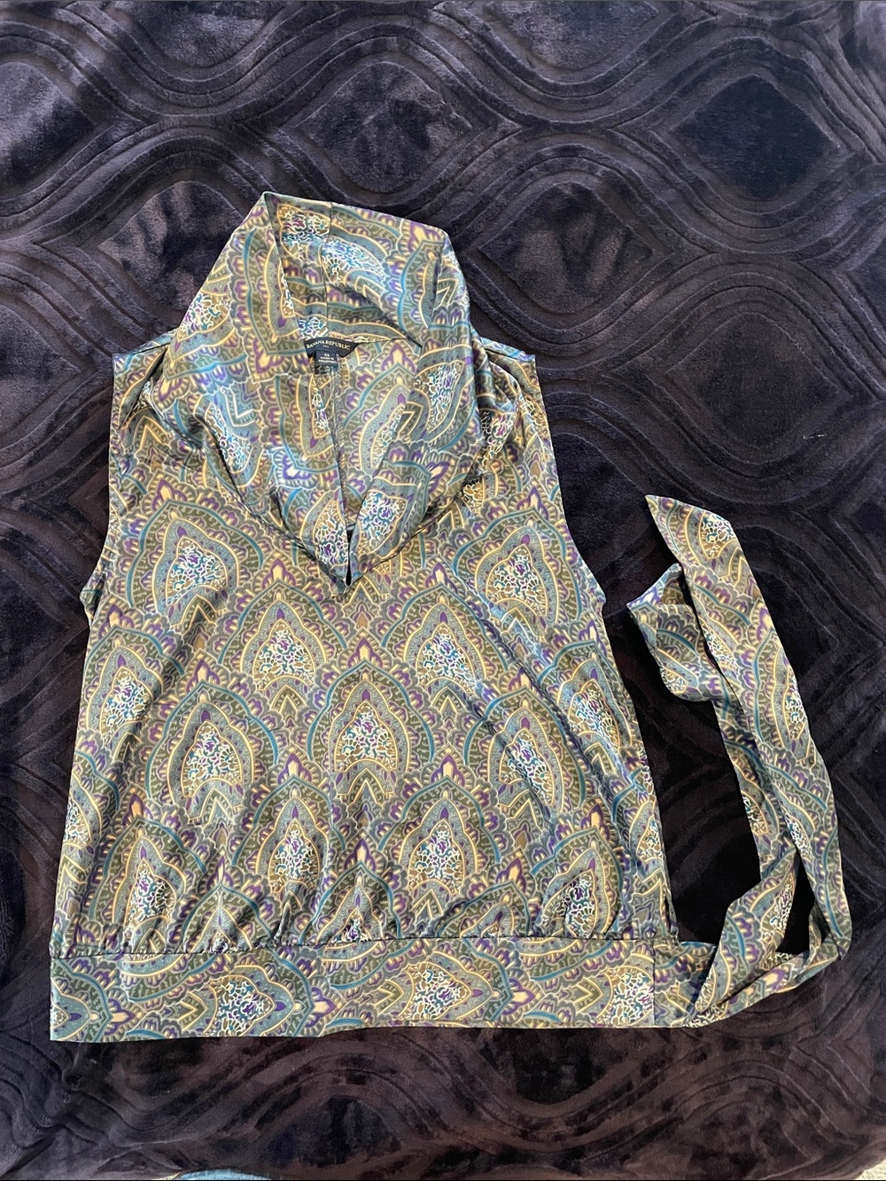 Banana Republic Paisley Sleeveless Tank - Green Blue Multicolor